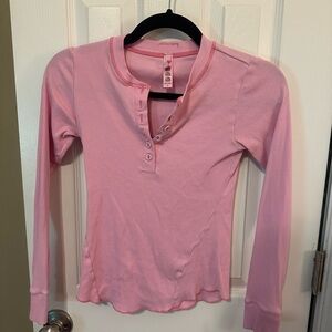 Skims bubblegum pink cotton henley